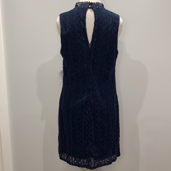 NWT- Jodi Kristopher Navy High Neck Crochet/Lace Dress - Picture 3 of 7